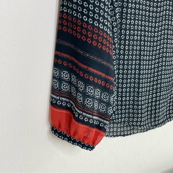 SANCTUARY Boho Print Patterned Semi-Sheer Long Sleeve Blouse Women's Small - Picture 3 of 15